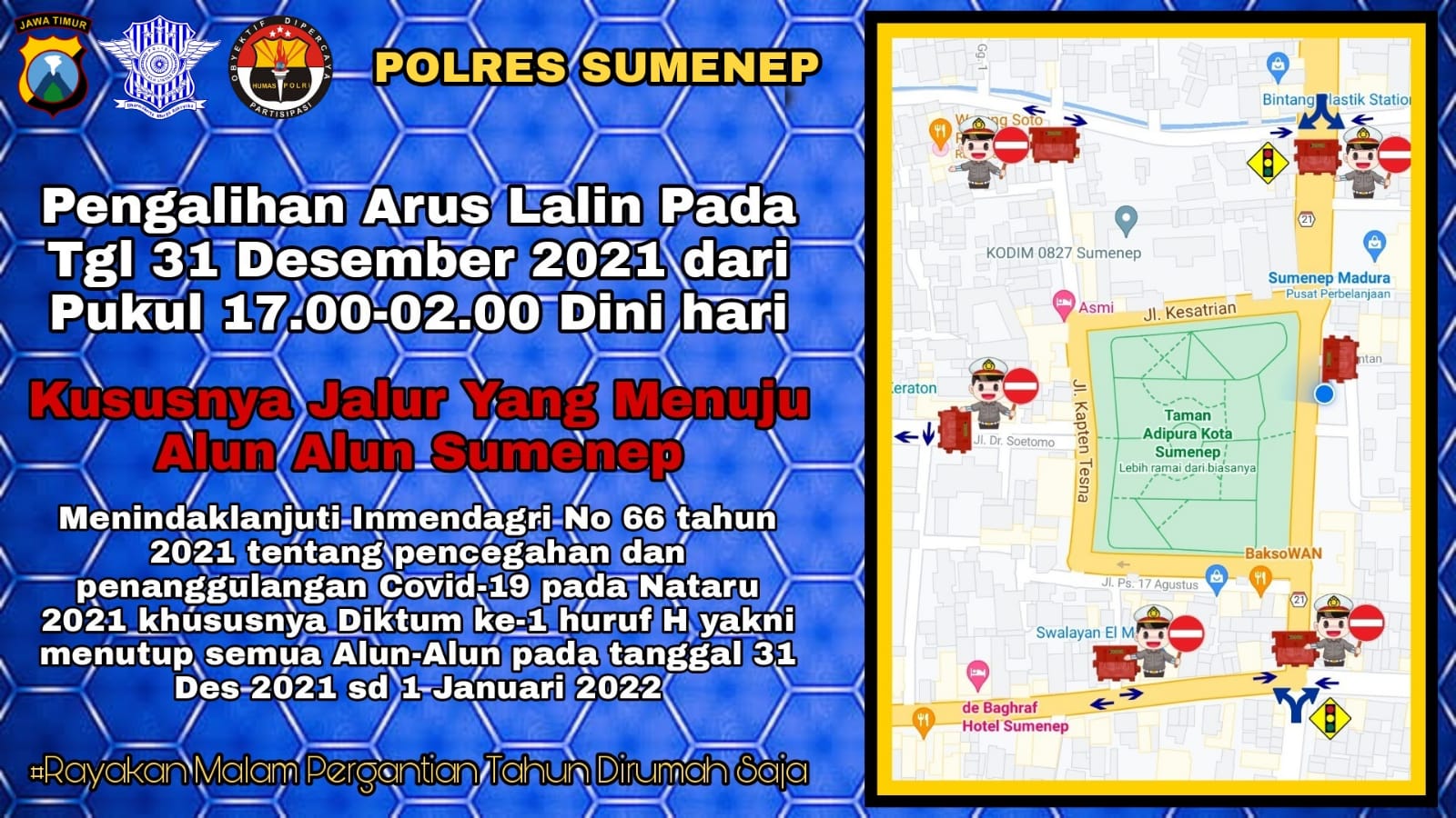 Alun-alun Kota Sumenep Ditutup Saat Malam Tahun Baru 2022