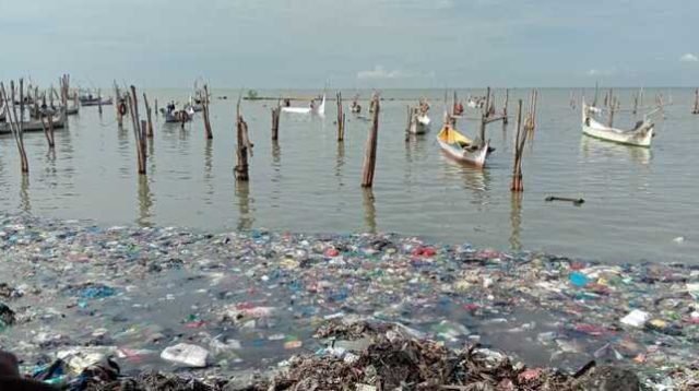Sampah Plastik Cemari Pantai Desa Kwanyar Barat, Pemdes Lakukan Pembersihan