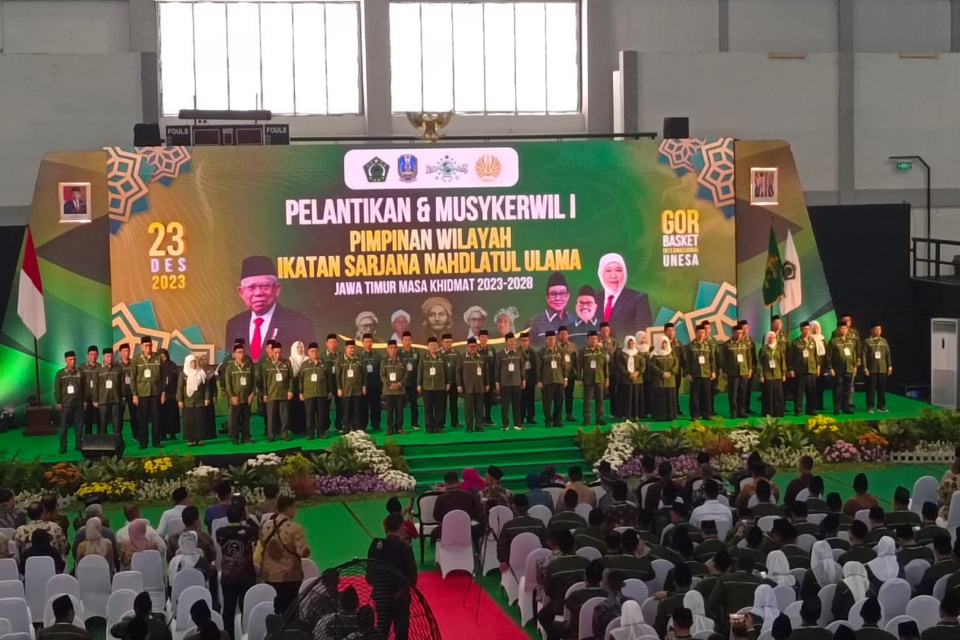 Hadiri Pelantikan PW ISNU Jatim, Ini Pesan Wapres Kiai Ma'ruf Amin